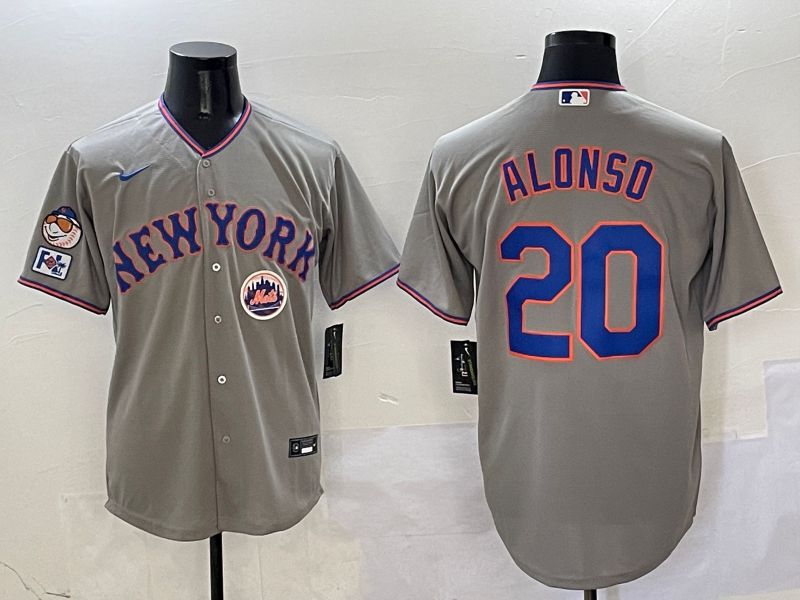 Men New York Mets #20 Alonso Grey Second generation 2025 Nike MLB Jersey style 11